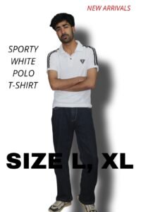 sporty white polo style shirt (l size).