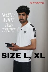 sporty white polo style shirt (l size).